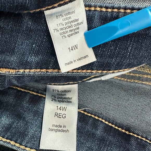 M Jeans Maurices 2/Set Jeans Wide Leg Cuffed High Rise 14W Stretchy Comfort - Picture 4 of 14